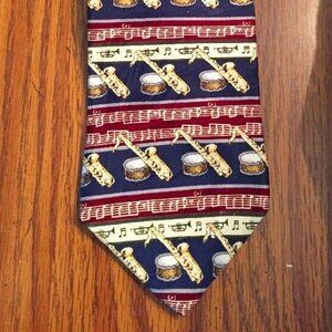 VTG 80s Giorgio Mens Silk Neck Tie Musical Instruments Jazz Big Band Novelty 90s